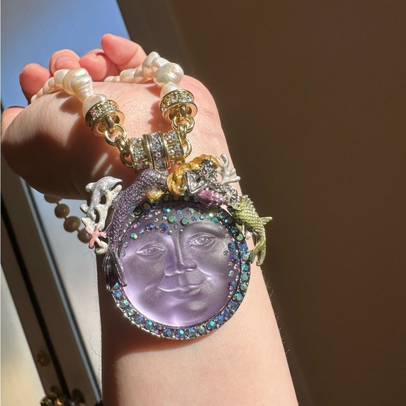Kirks Folly Jewelry - Kirks Folly Seaview Moon Purple and Gold Mermaid Magnetic Necklace Pendant